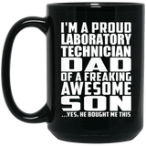 Proud Laboratory Technician Dad Of Awesome Son - 15 Oz Coffee Mug Black
