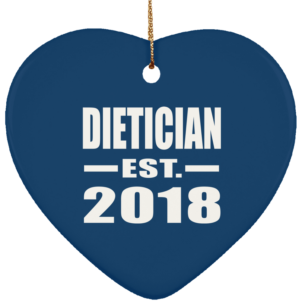 Dietician Established EST. 2018 - Heart Ornament