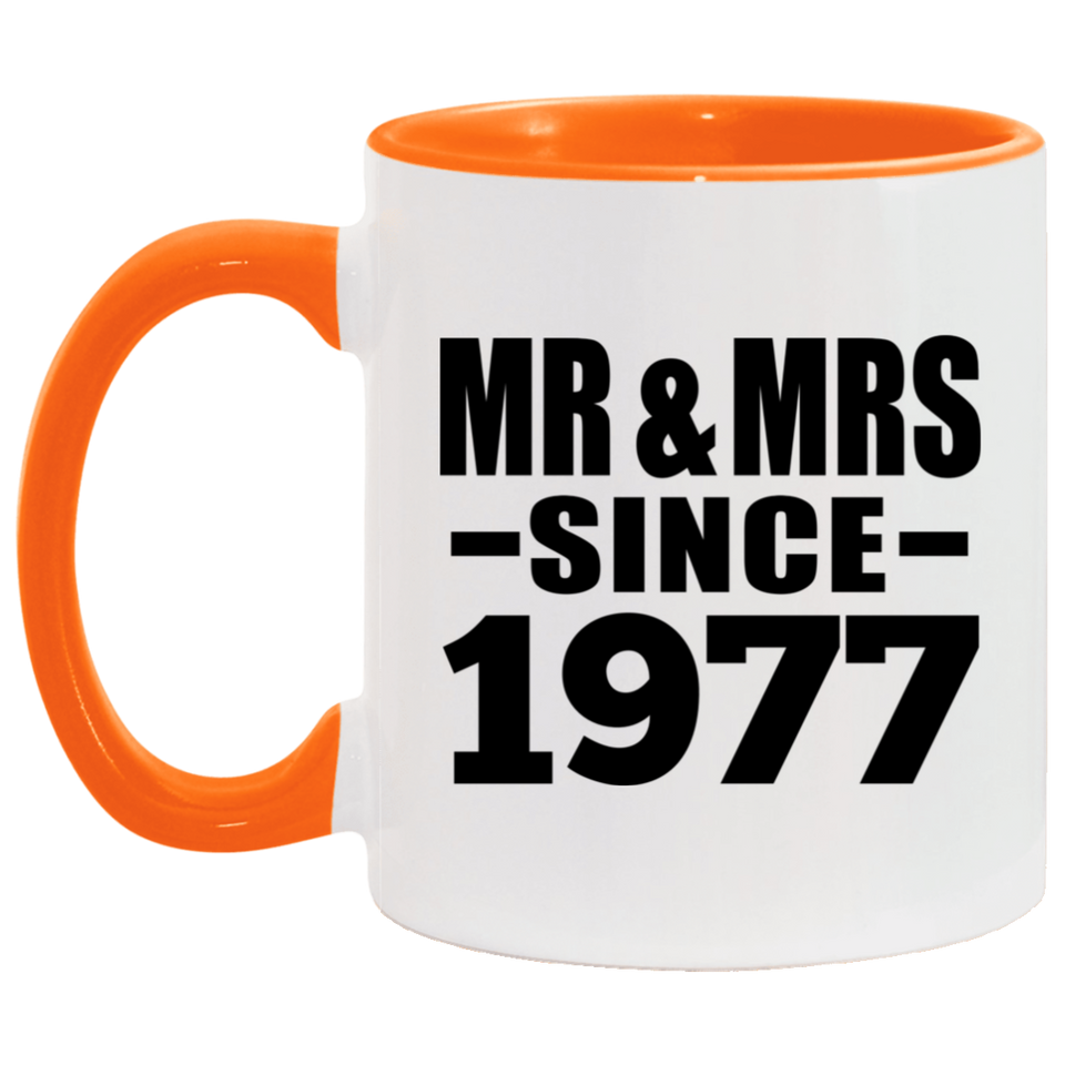 47th Anniversary Mr & Mrs Since 1977 - 11oz Accent Mug Orange