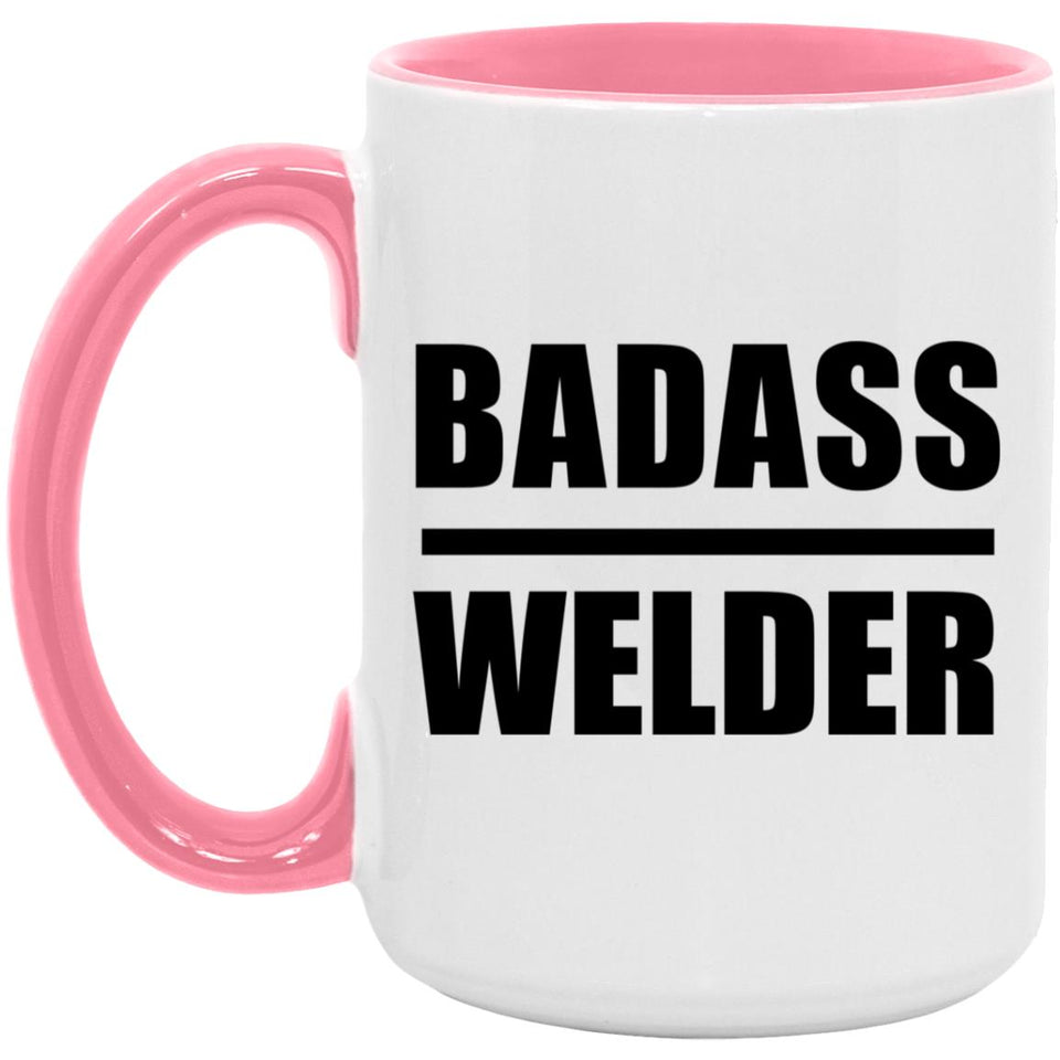 Badass Welder - 15oz Accent Mug Pink