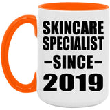 Skincare Specialist Since 2019 - 15oz Accent Mug Orange