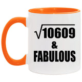 103rd Birthday Square Root of 10609 & Fabulous - 11oz Accent Mug Orange
