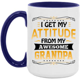 I Get My Attitude From My Awesome Grandpa - 15oz Accent Mug Purple