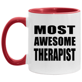 Most Awesome Therapist - 11oz Accent Mug Red