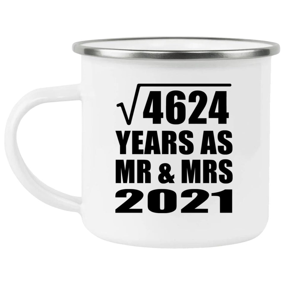 68th Anniversary Square Root of 4624 Years As Mr & Mrs 2021 - 12oz Camping Mug