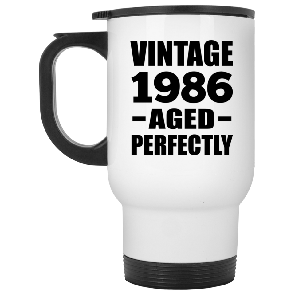 38th Birthday Vintage 1986 Aged Perfectly - White Travel Mug