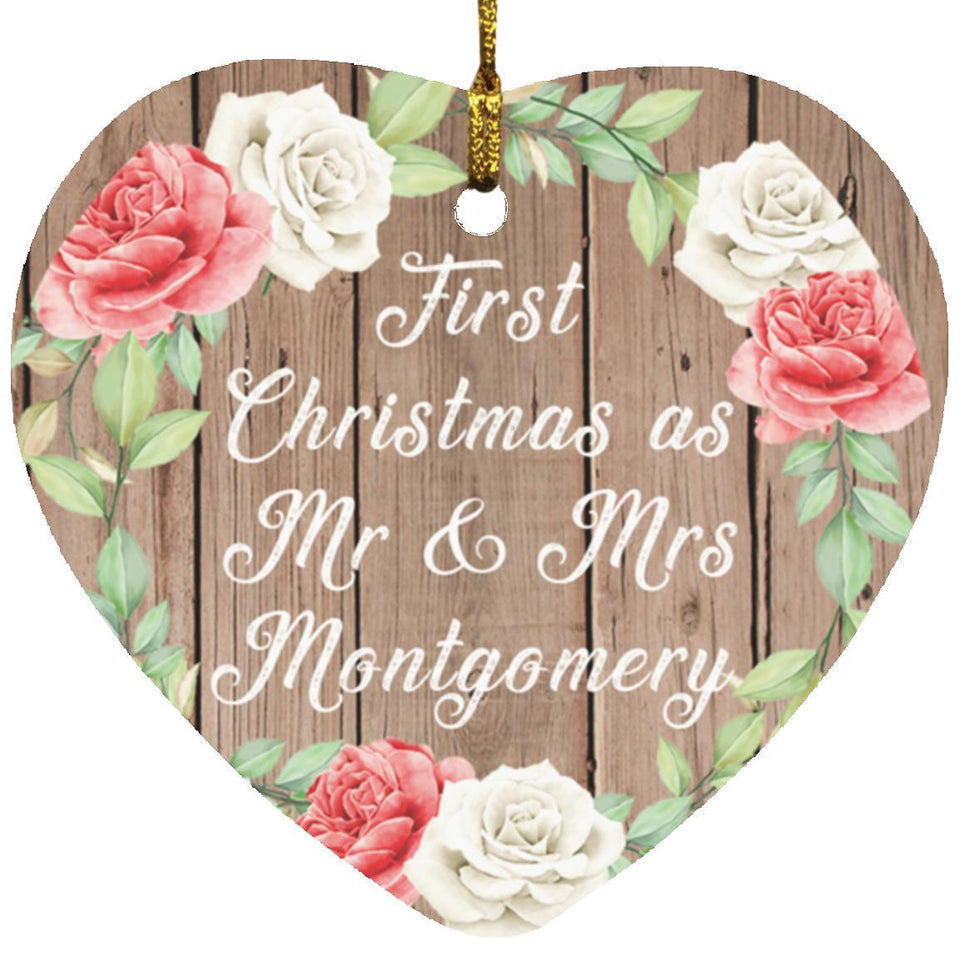 First Christmas As Mr & Mrs Montgomery - Heart Ornament B