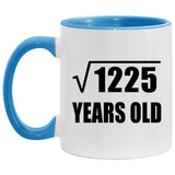 35th Birthday Square Root of 1225 Years Old - 11oz Accent Mug Blue