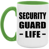 Security Guard Life - 15oz Accent Mug Green