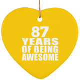 87th Birthday 87 Years Of Being Awesome - Heart Ornament