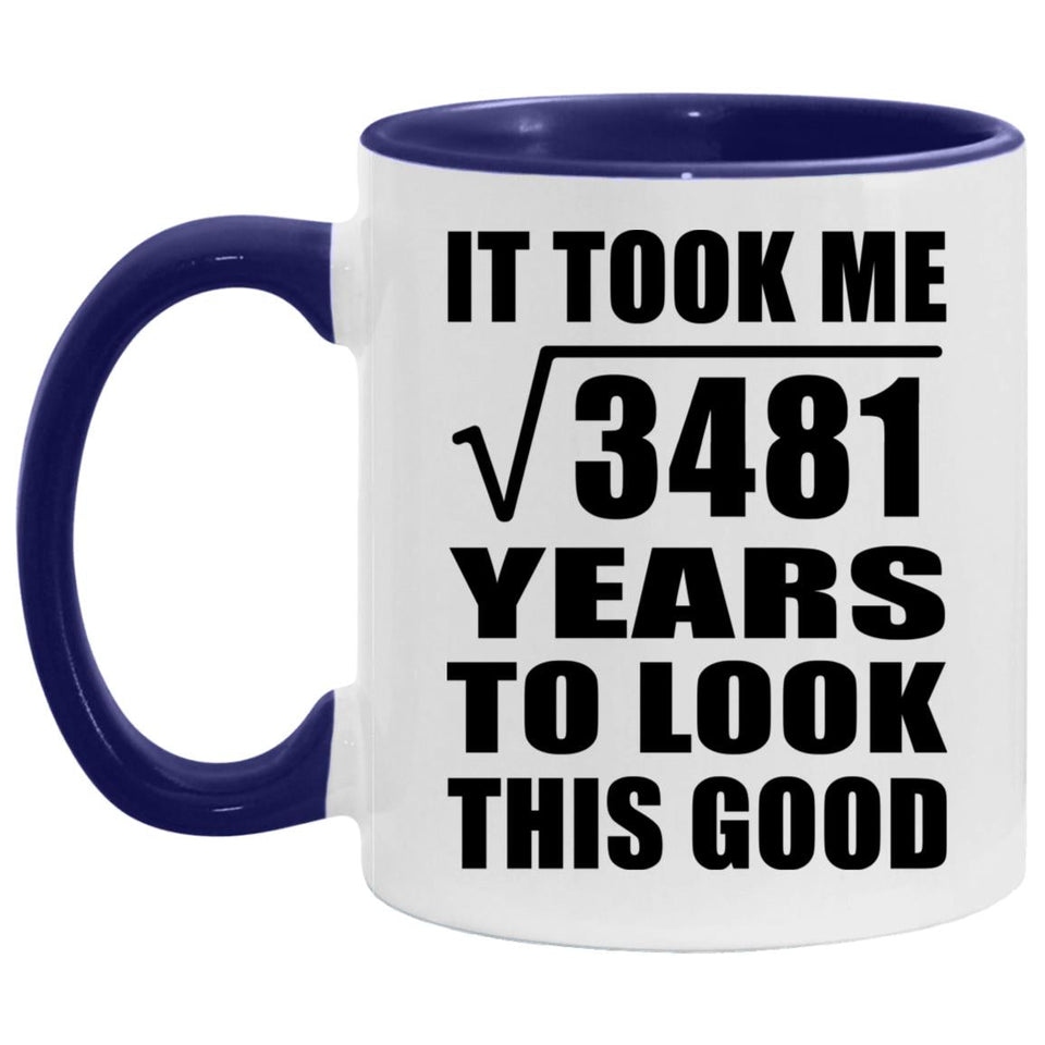 59th Birthday Took Square Root of 3481 Years To Look Good - 11oz Accent Mug Purple