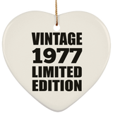 47th Birthday Vintage 1977 Limited Edition - Heart Ornament