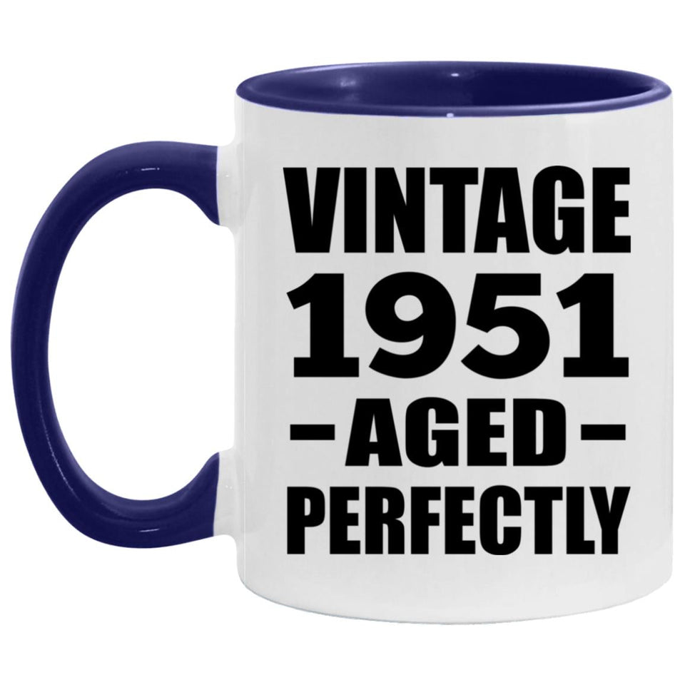 73rd Birthday Vintage 1951 Aged Perfectly - 11oz Accent Mug Purple