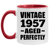 67th Birthday Vintage 1957 Aged Perfectly - 11oz Accent Mug Red