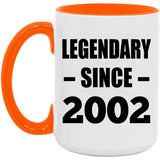 22nd Birthday Legendary Since 2002 - 15oz Accent Mug Orange