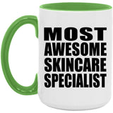 Most Awesome Skincare Specialist - 15oz Accent Mug Green