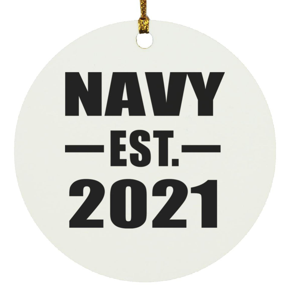 Navy Established EST. 2021 - Circle Ornament