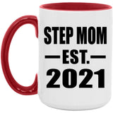 Step Mom Established EST. 2021 - 15oz Accent Mug Red
