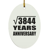 62nd Anniversary Square Root of 3844 Years Anniversary - Oval Ornament