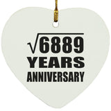 83rd Anniversary Square Root of 6889 Years Anniversary - Heart Ornament
