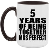 5th Anniversary 5 Years Of Being Mrs Perfect - 15oz Accent Mug Black