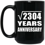 48th Anniversary Square Root of 2304 Years Anniversary - 15oz Coffee Mug Black