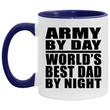 Army By Day World's Best Dad By Night - 11oz Accent Mug Purple