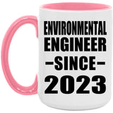 Environmental Engineer Since 2023 - 15oz Accent Mug Pink