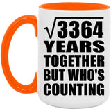 58th Anniversary Square Root of 3364 Years Who's Counting - 15oz Accent Mug Orange