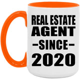 Real Estate Agent Since 2020 - 15oz Accent Mug Orange