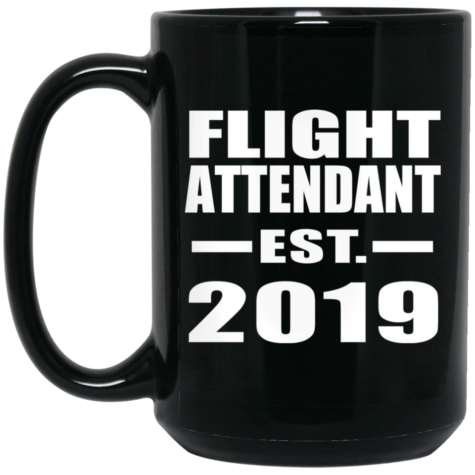 Flight Attendant Established EST. 2019 - 15oz Coffee Mug Black