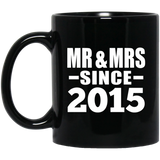9th Anniversary Mr & Mrs Since 2015 - 11 Oz Coffee Mug Black