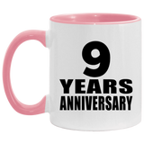 9th Anniversary 9 Years - 11oz Accent Mug Pink