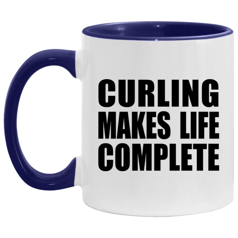 Curling Makes Life Complete - 11oz Accent Mug Purple