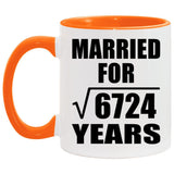 82nd Anniversary Married For Square Root of 6724 Years - 11oz Accent Mug Orange