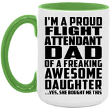 Proud Flight Attendant Dad Of Awesome Daughter - 15oz Accent Mug Green
