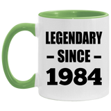 40th Birthday Legendary Since 1984 - 11oz Accent Mug Green