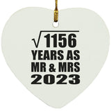 34th Anniversary Square Root of 1156 Years As Mr & Mrs 2023 - Heart Ornament