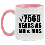 87th Anniversary Square Root of 7569 Years As Mr & Mrs - 11oz Accent Mug Pink