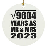 98th Anniversary Square Root of 9604 Years As Mr & Mrs 2023 - Circle Ornament