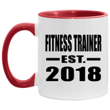 Fitness Trainer Established EST. 2018 - 11oz Accent Mug Red