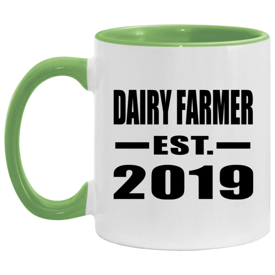 Dairy Farmer Established EST. 2019 - 11oz Accent Mug Green