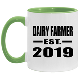 Dairy Farmer Established EST. 2019 - 11oz Accent Mug Green