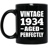90th Birthday Vintage 1934 Aged Perfectly - 11oz Coffee Mug Black