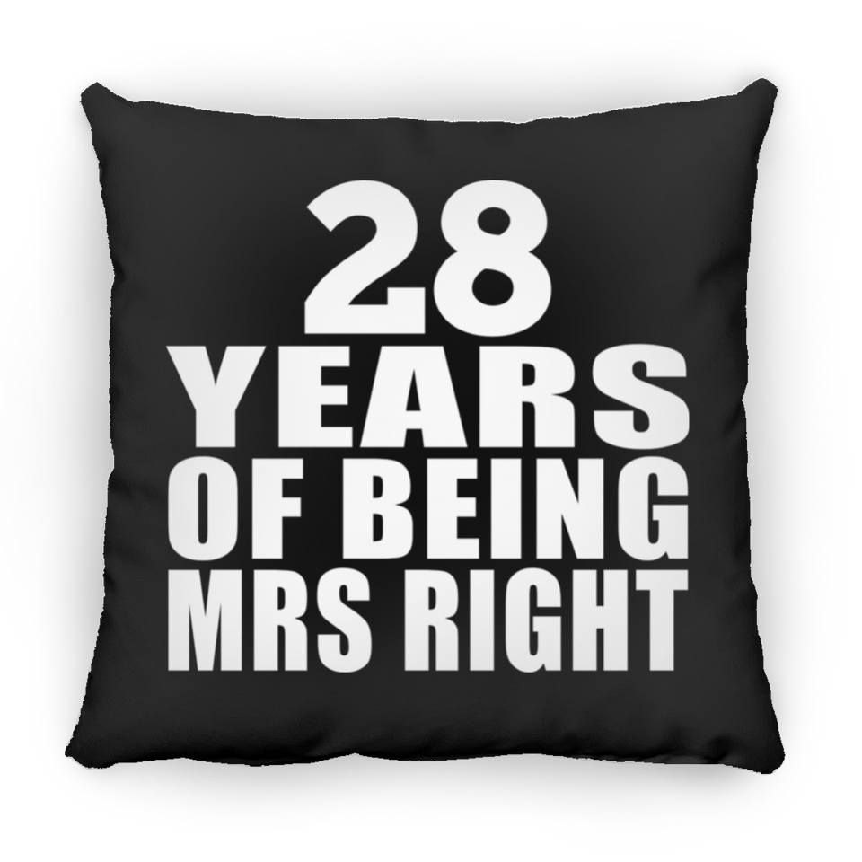 28th Anniversary 28 Years Of Being Mrs Right - Throw Pillow Black