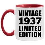 87th Birthday Vintage 1937 Limited Edition - 11oz Accent Mug Red