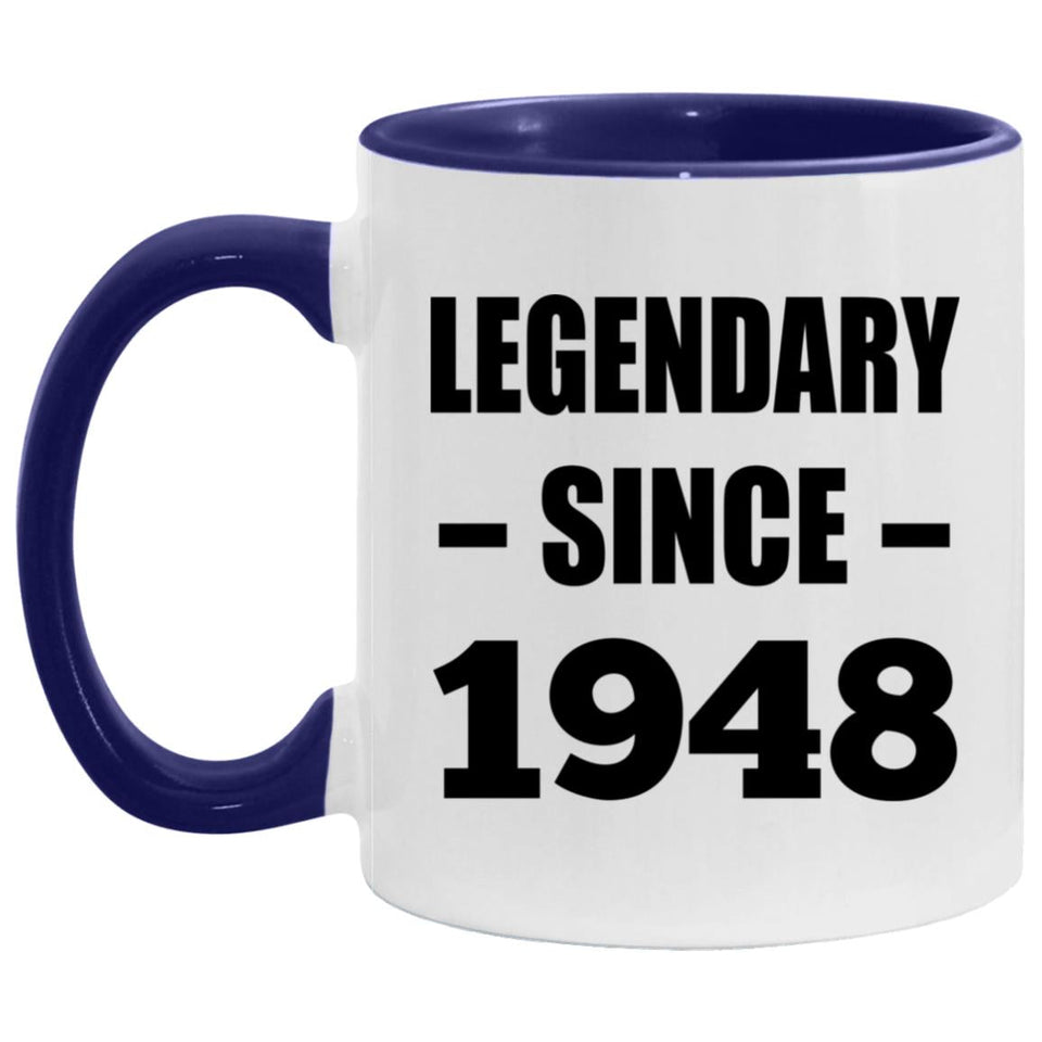 76th Birthday Legendary Since 1948 - 11oz Accent Mug Purple