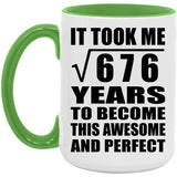 26th Birthday Took Square Root of 676 Years To Awesome - 15oz Accent Mug Green