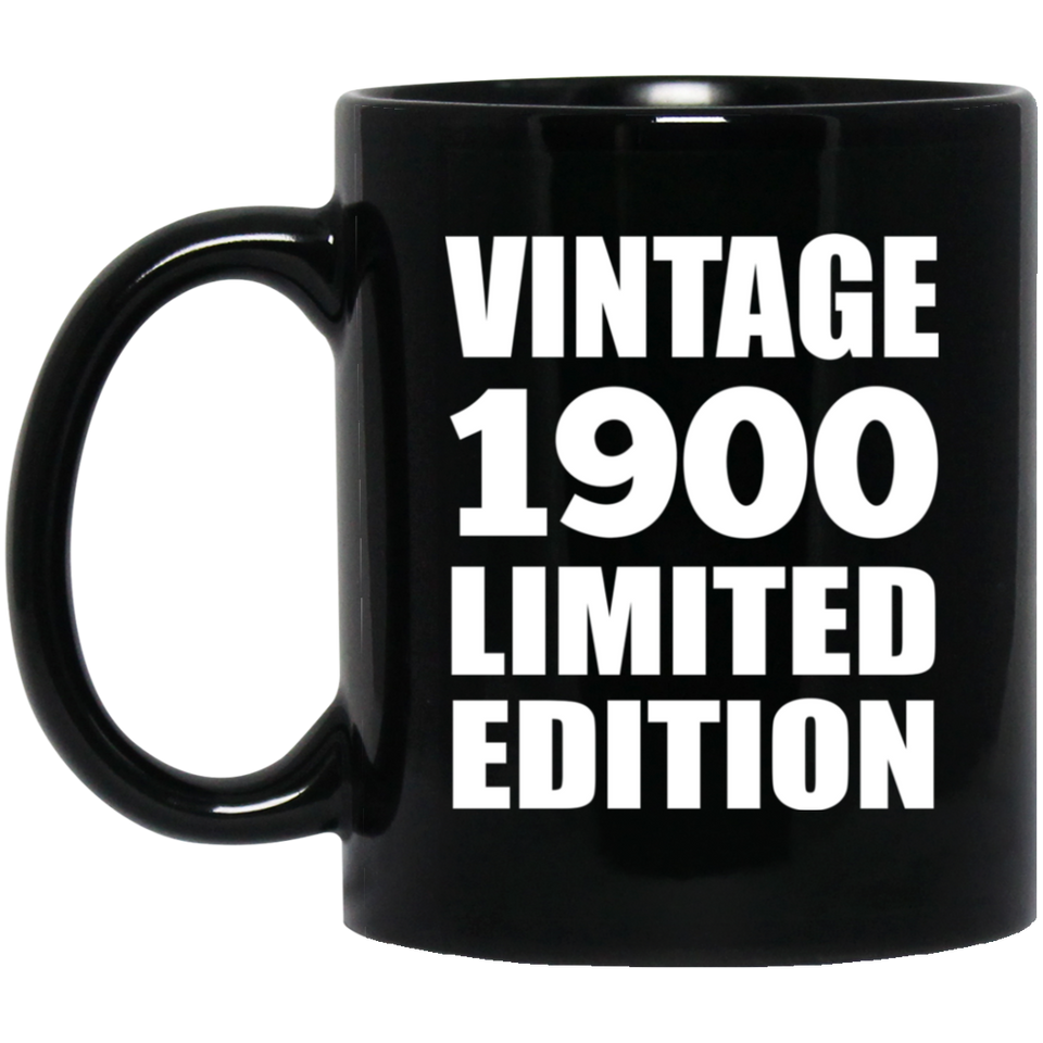 124th Birthday Vintage 1900 Limited Edition - 11oz Coffee Mug Black