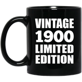 124th Birthday Vintage 1900 Limited Edition - 11oz Coffee Mug Black